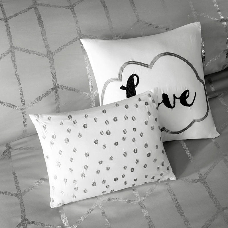 Twin/Twin XL Metallic Printed Duvet Cover Set