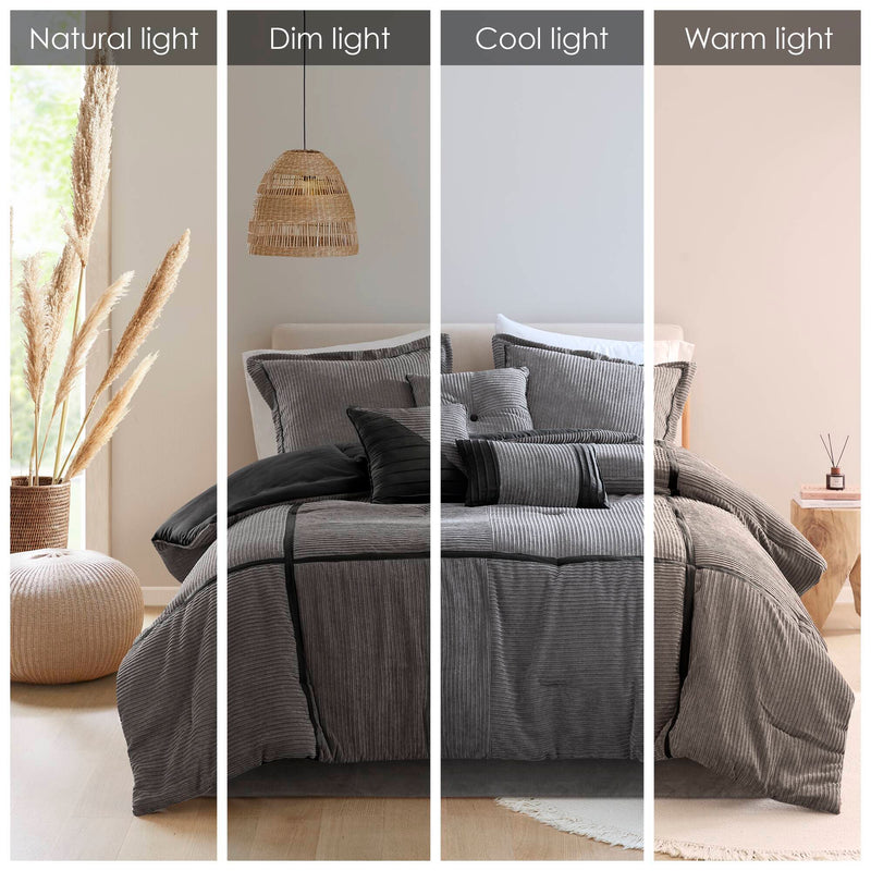 7 Piece Micro Corduroy Comforter Set