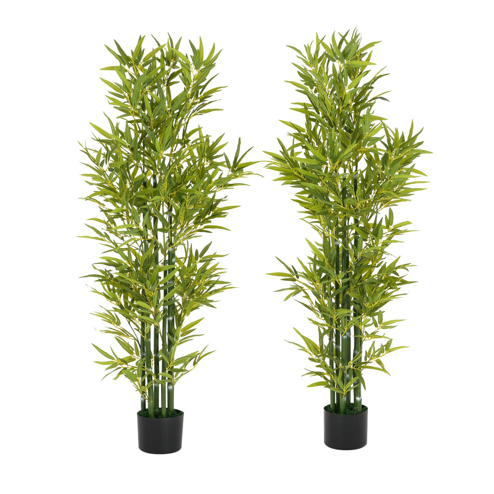 5' Artificial Bamboo with Black Plastic Pot, Set of 2 Media 1