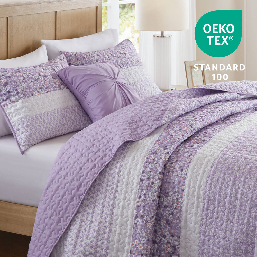 4 PCS King/Cal King Seersucker Quilt Set with Throw Media 17