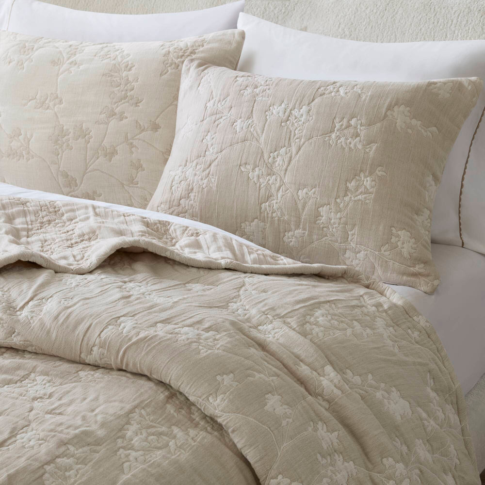 3 Pieces King Jacquard Cotton Gauze Quilt Set,Linen Media 12