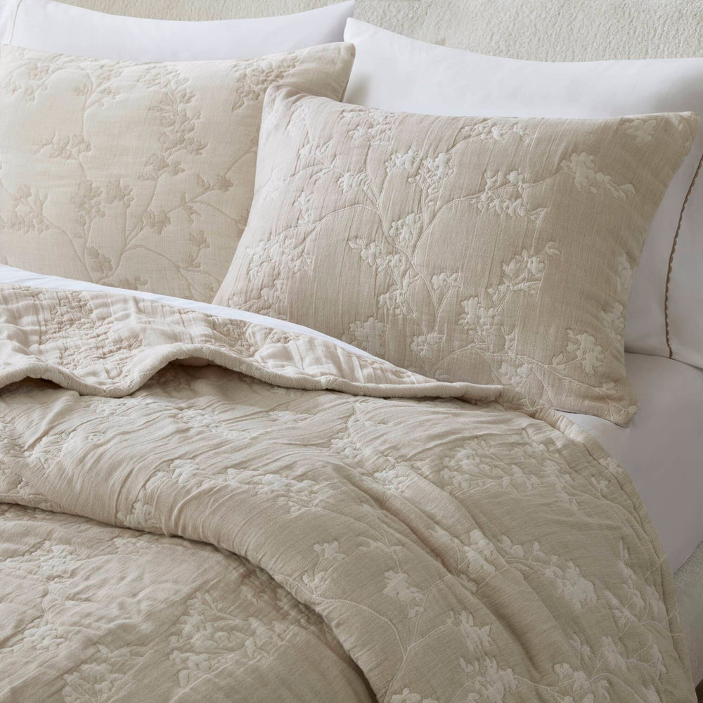3 Pieces Full/Queen Jacquard Cotton Gauze Quilt Set,Linen Media 12