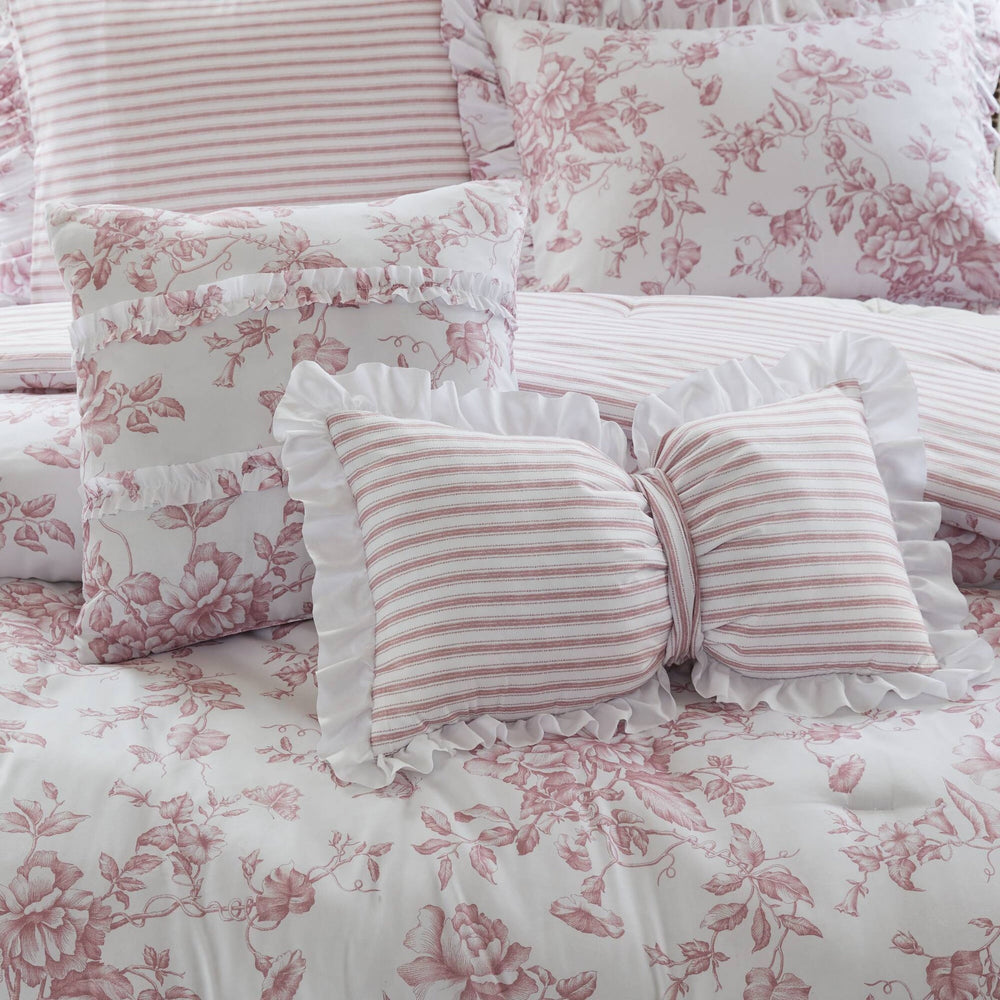 5 Pieces Full/Queen Comforter Set with Decorative Pillows,Pink Media 14