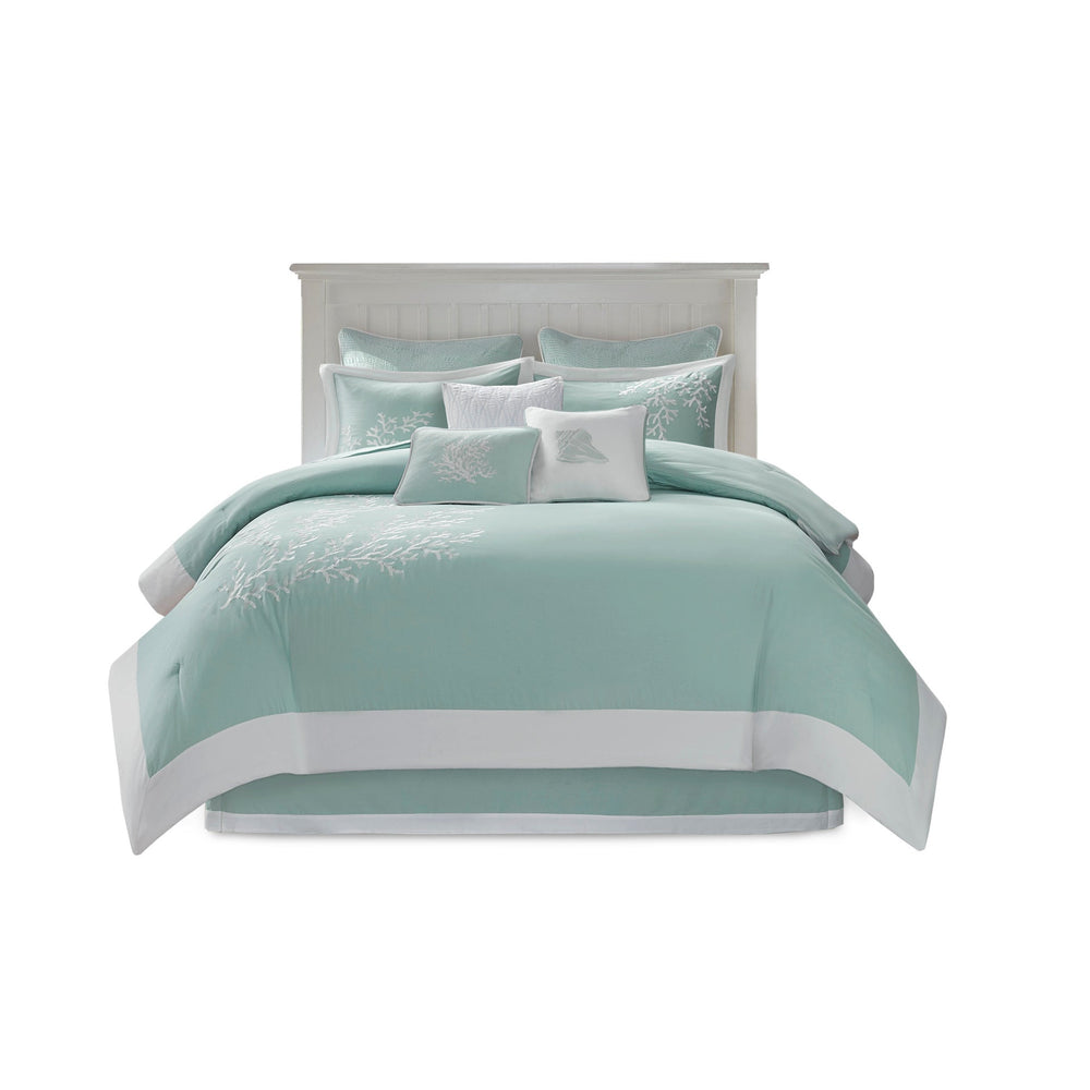 Oversized Cotton Jacquard Comforter Set Aqua King Media 1