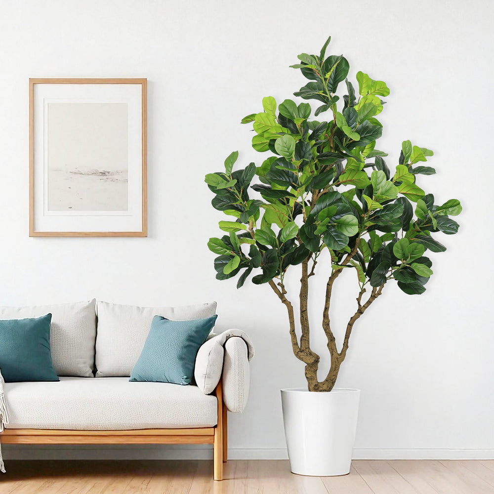 7FT Tall Artificial Banyan Tree Silk Plant – Large Faux Greenery with Natural Look Leaves for Indoor Outdoor Home Office Decoration, Potted Fake Tree, 1pc/set Media 1