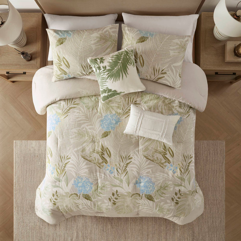 6 Piece Oversized Cotton Comforter Set with Throw Pillow