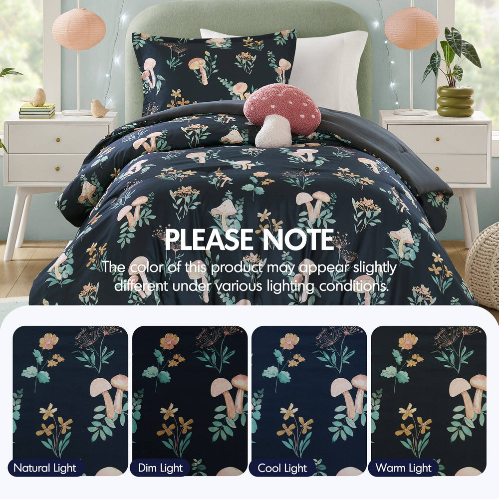 3- Piece Twin/Twin XL Mushroom Garden Comforter Set Media 7
