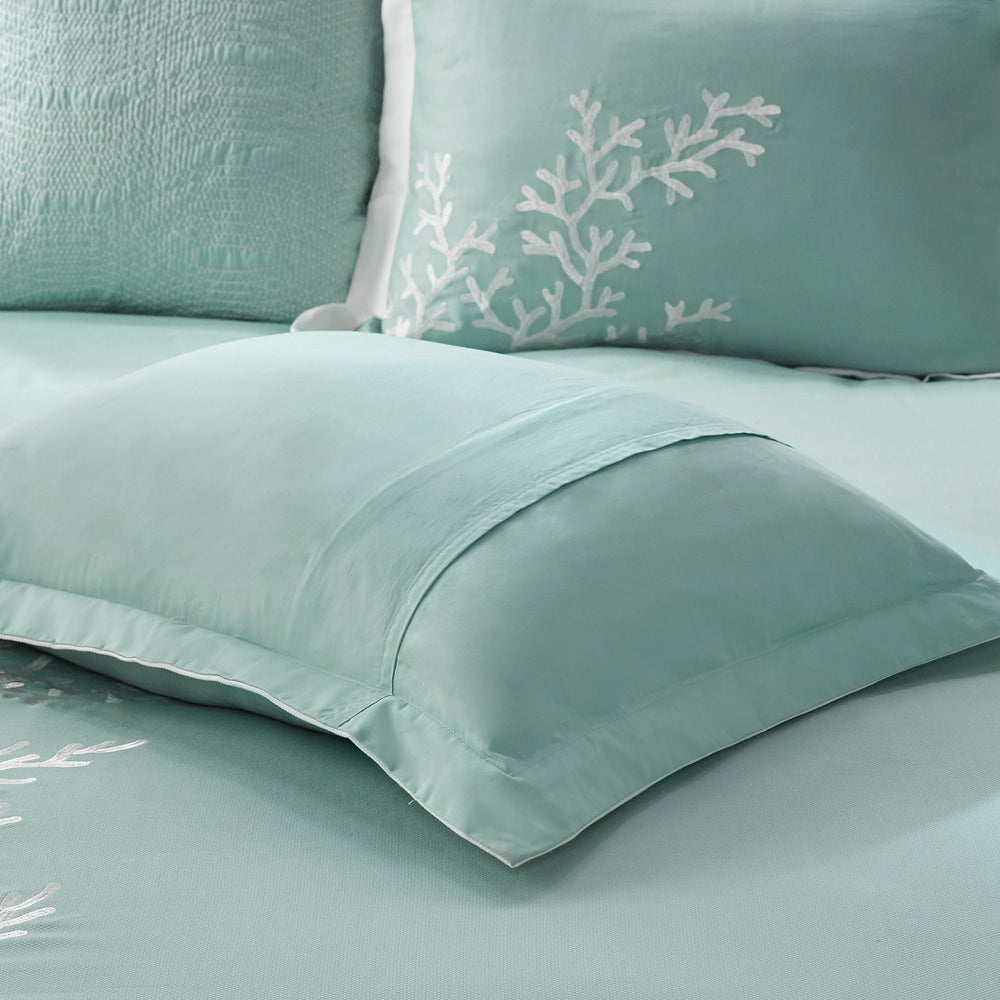 Oversized Cotton Jacquard Comforter Set Aqua Cal King Media 9