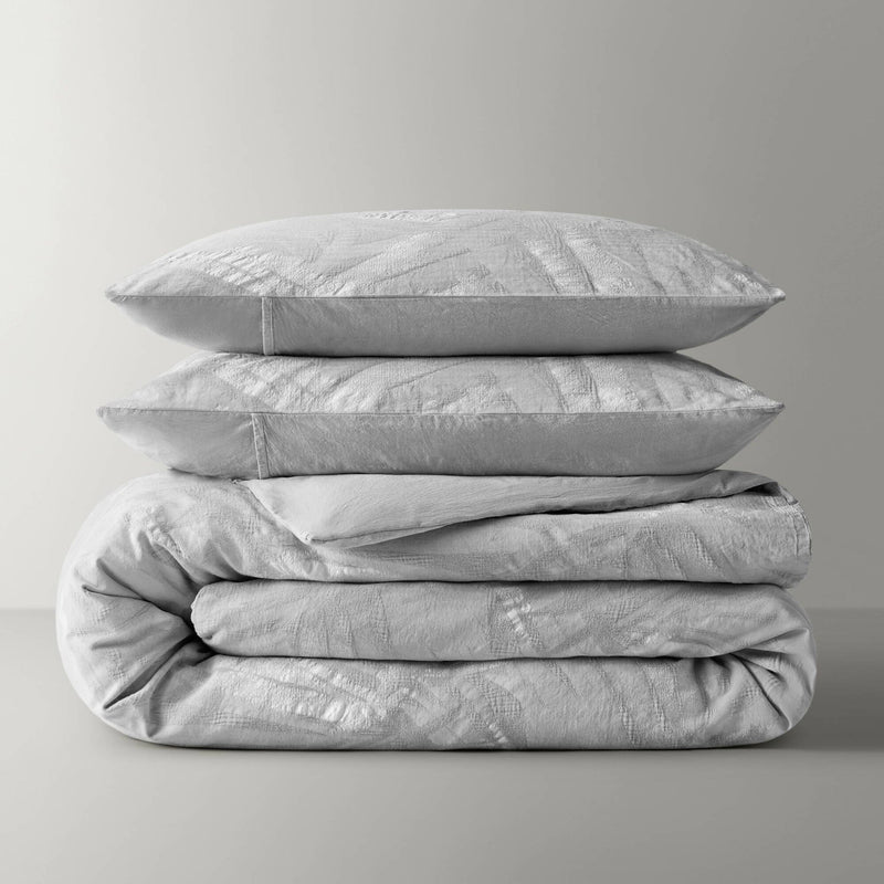 3 Pieces King Cotton Duvet Set,Light Gray