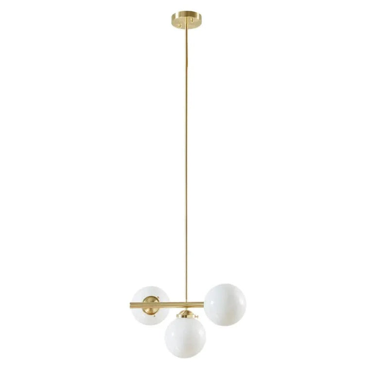 Three Light Chandelier Frosted Glass Globe Bulbs Architectural Style