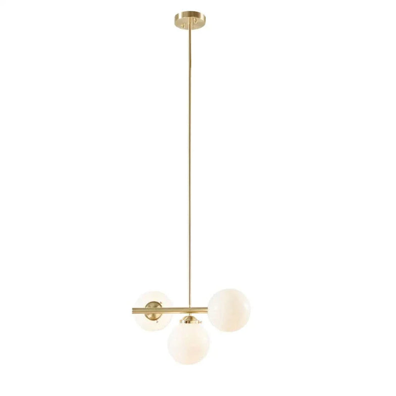 Three Light Chandelier Frosted Glass Globe Bulbs Architectural Style