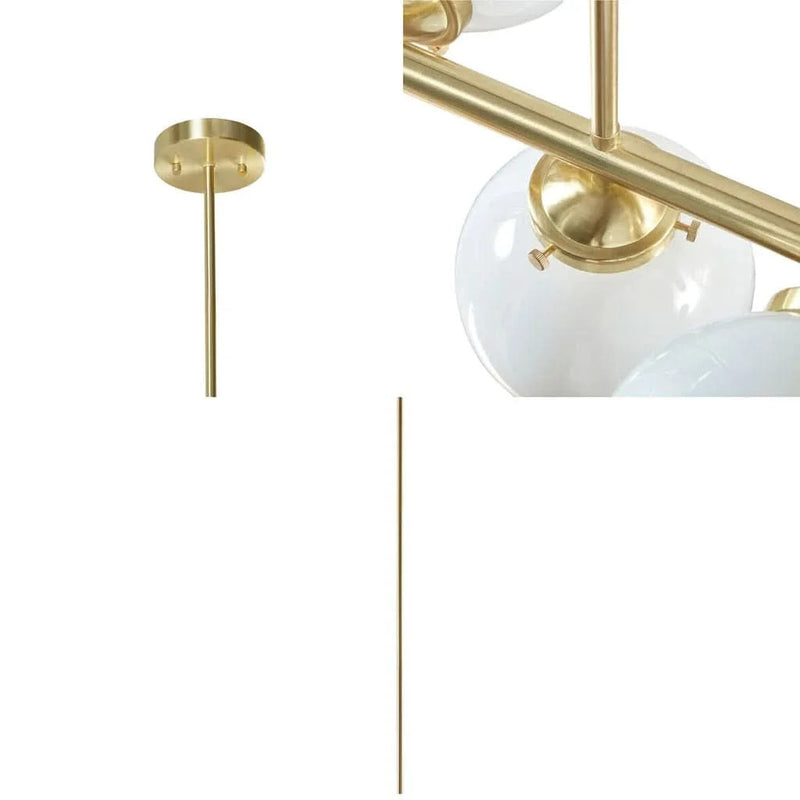 Three Light Chandelier Frosted Glass Globe Bulbs Architectural Style