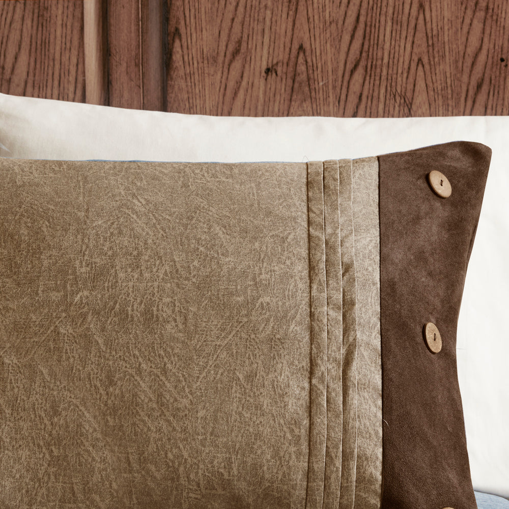 7 Piece Faux Suede Comforter Set Brown Cal King Media 14