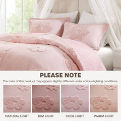 Floral Reversible Tufted Chenille Duvet Cover Set perspective
