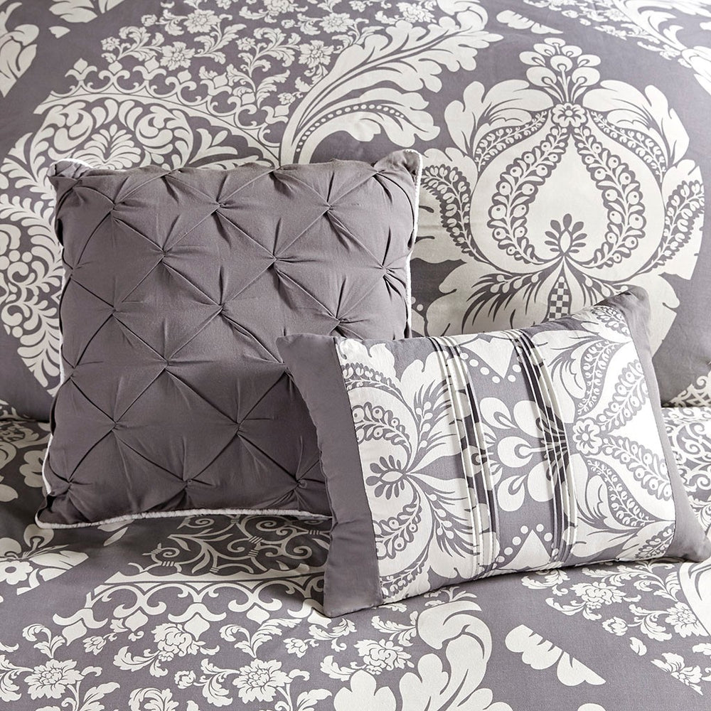 7 Piece Cotton Printed Comforter Set Grey King Media 8