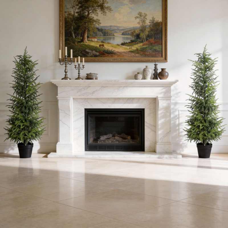 5' Artificial Real Touch Pine Tree in Black Plastic Pot, 2pc/set