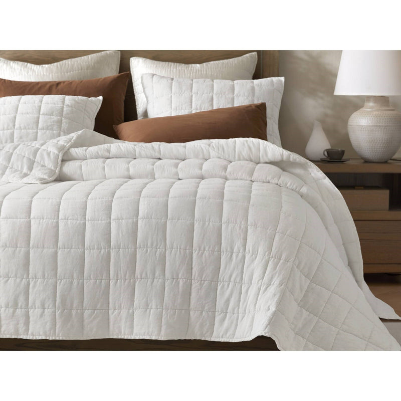 3-Piece Full/Queen Linen Garment Washed Quilt Set,White