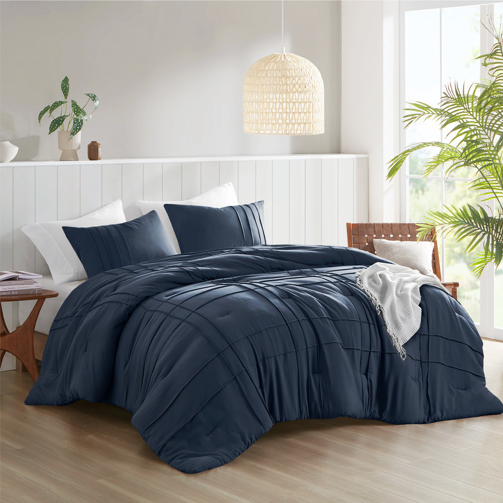 3-Piece Cal King Soft Washed Pleated Comforter Set Media 1
