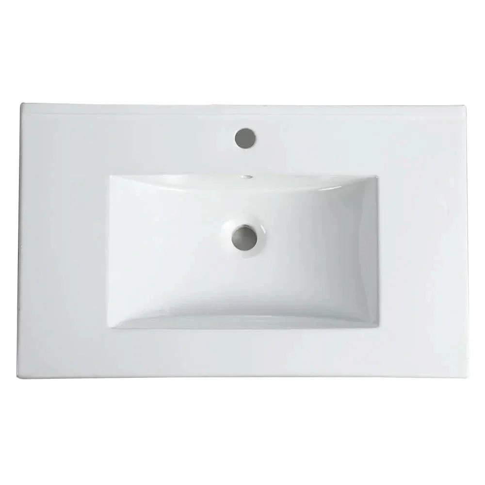 Bathroom Vanity Ceramic Top 30 Inch White Space-Saving Wall Cabinet Media 2