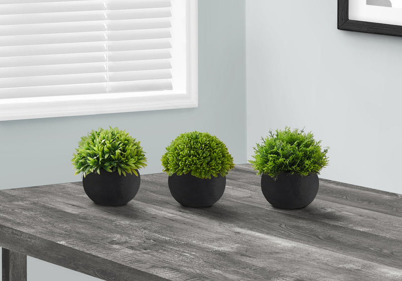 Artificial Plant, 5' Tall, Grass, Indoor, Faux, Fake, Table, Greenery, Potted, Set Of 3, Decorative, Green Plants, Black Pots
