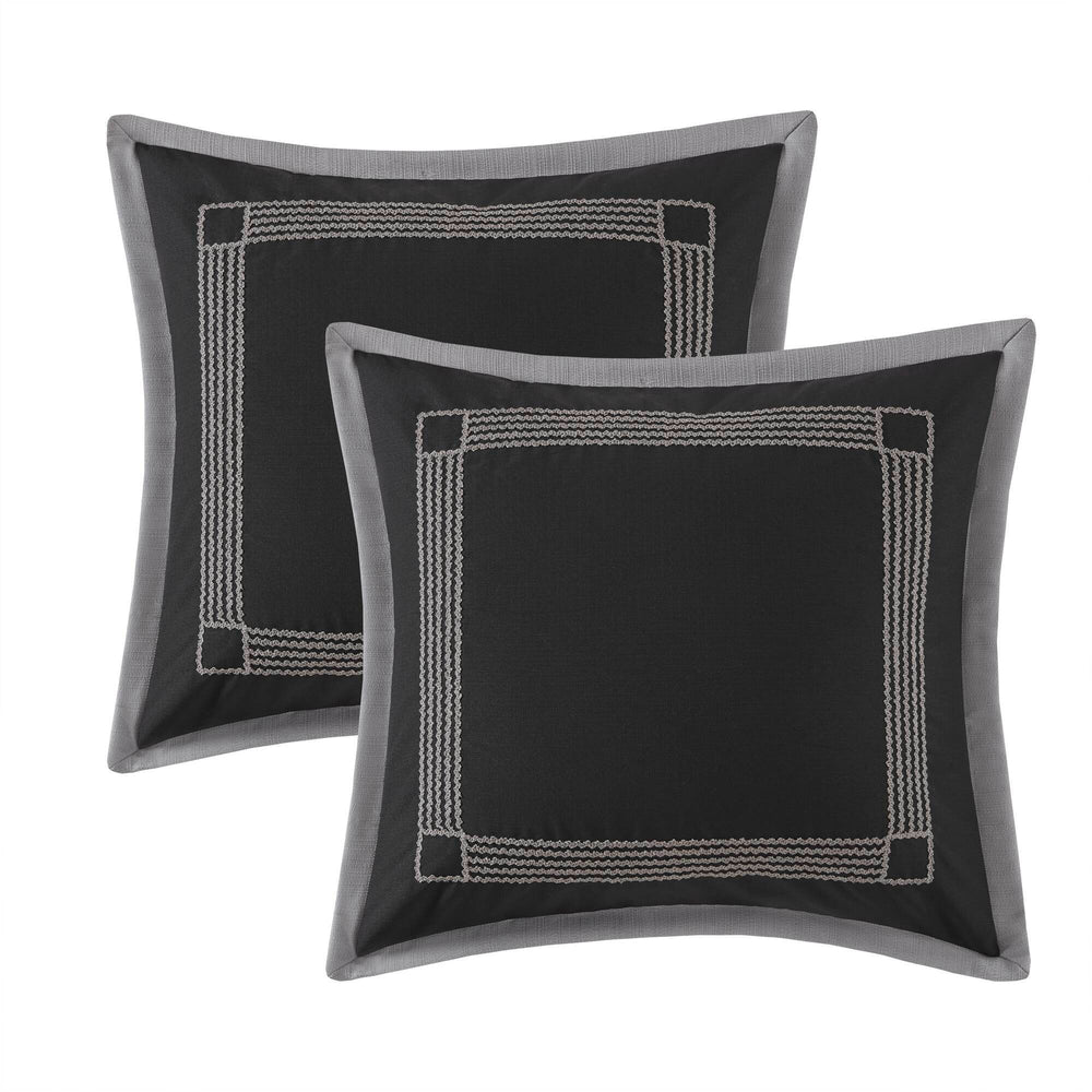 8 Pieces Queen Comforter Set,Black Multi Media 4