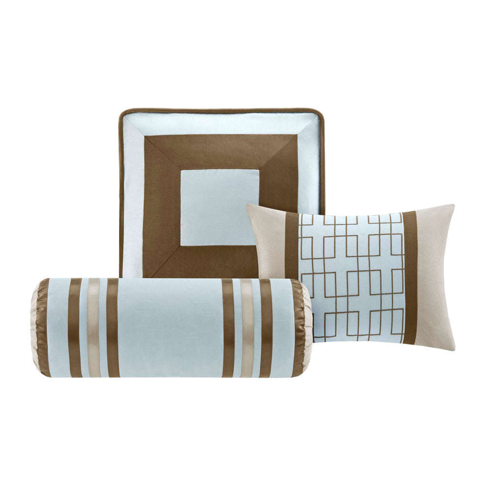 7 Piece Comforter Set Blue Queen Media 3