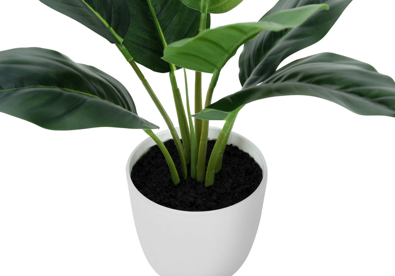 Artificial Plant, 17' Tall, Aureum, Indoor, Faux, Fake, Table, Greenery, Potted, Real Touch, Decorative, Green Leaves, White Pot