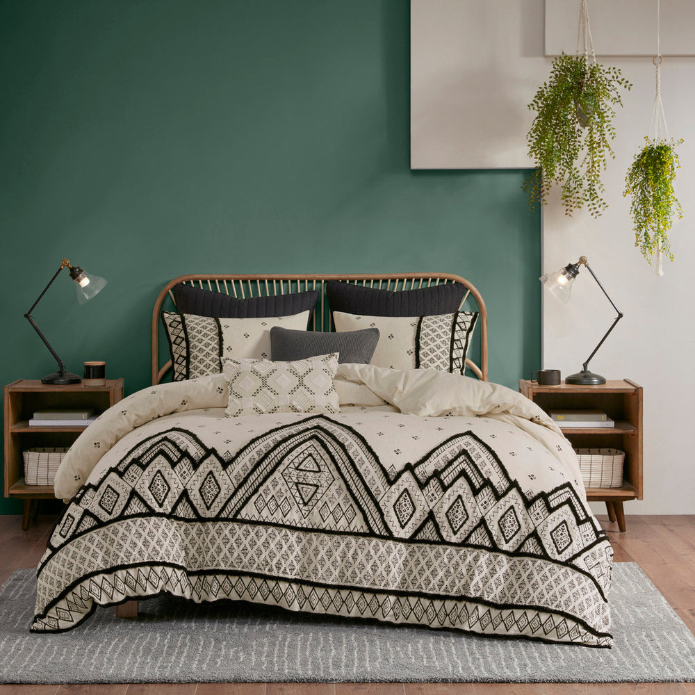 Full/Queen 3 Piece Flax and Cotton Blended Duvet Cover Set Media 4