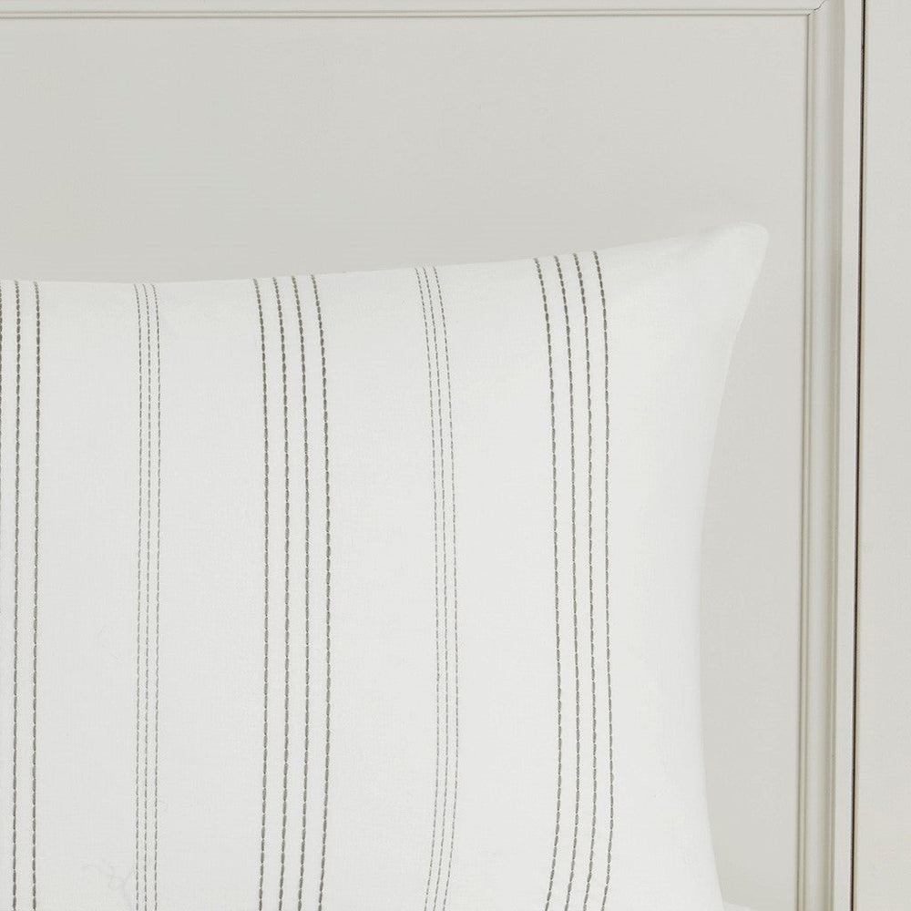 5 Piece Cotton Jaquard Duvet Set White/Grey King/Cal King Media 9