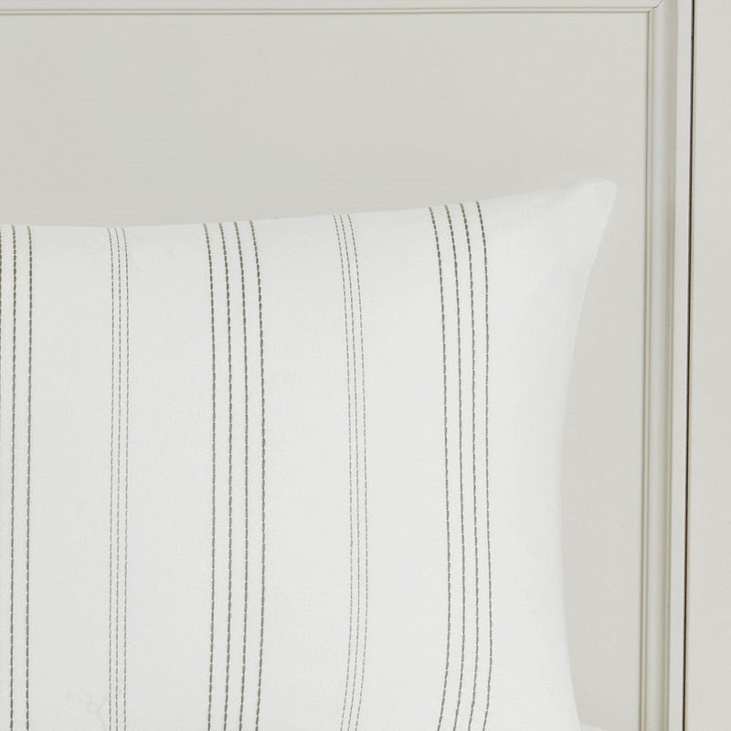 5 Piece Cotton Jaquard Duvet Set White/Grey King/Cal King