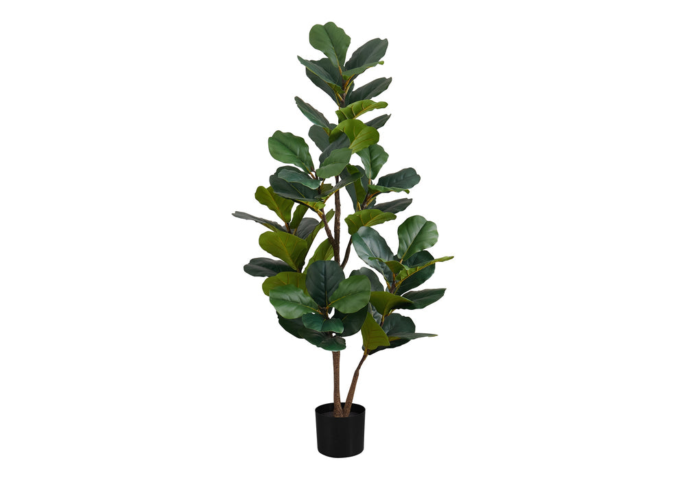 Artificial Plant, 49' Tall, Fiddle Tree, Indoor, Faux, Fake, Floor, Greenery, Potted, Real Touch, Decorative, Green Leaves, Black Pot Media 2
