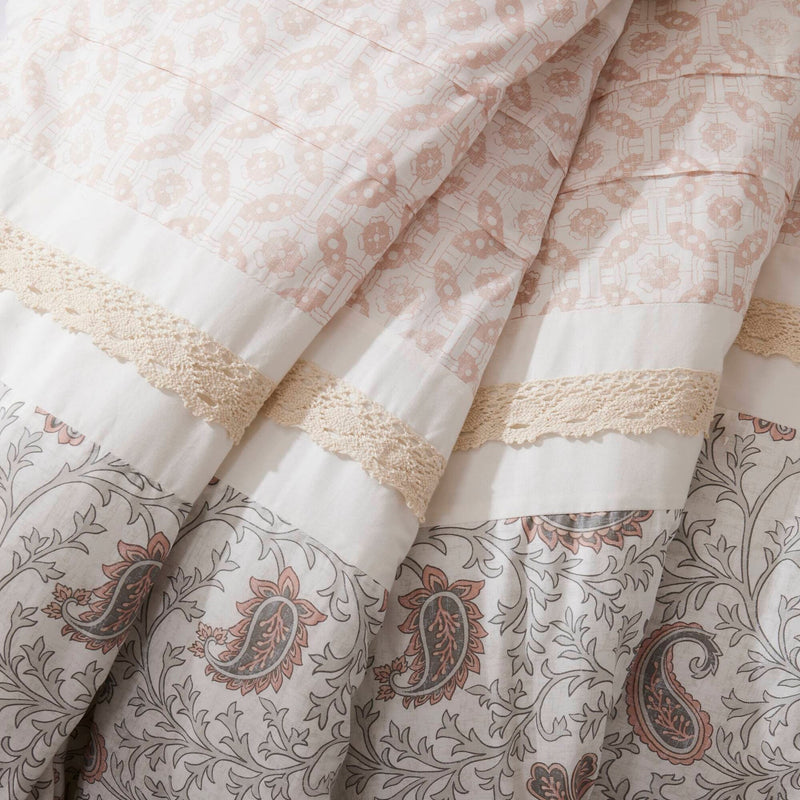 9 Piece Cotton Percale Comforter Set Blush Cal King