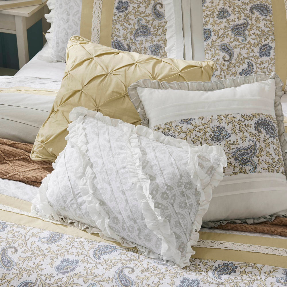 9 Piece Cotton Percale Comforter Set Yellow Queen Media 8