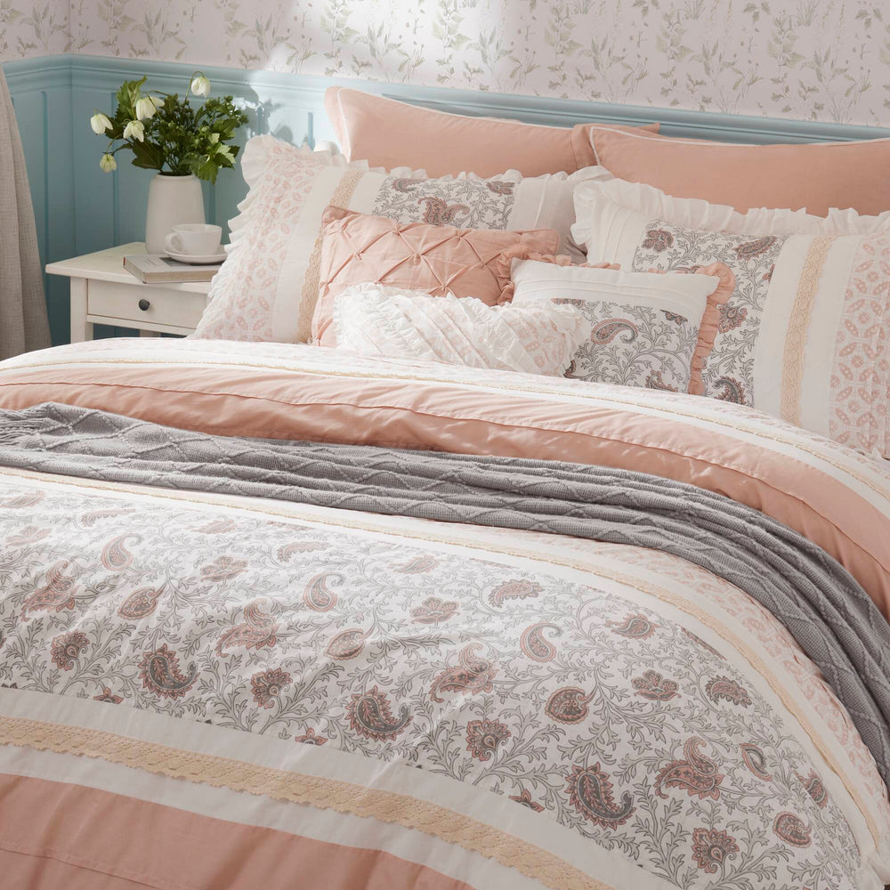 9 Piece Cotton Percale Comforter Set Blush Queen Media 16