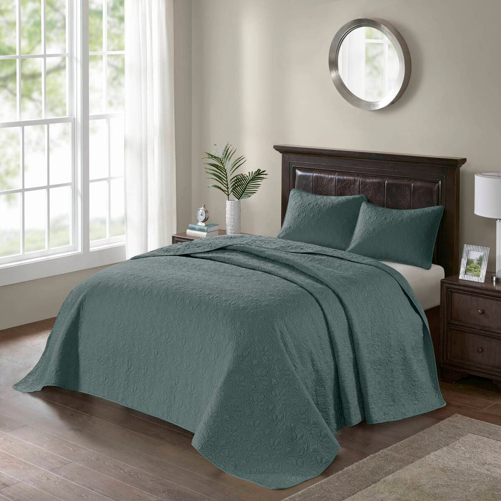 3 Piece Reversible Bedspread Set Balsam Green King Media 7