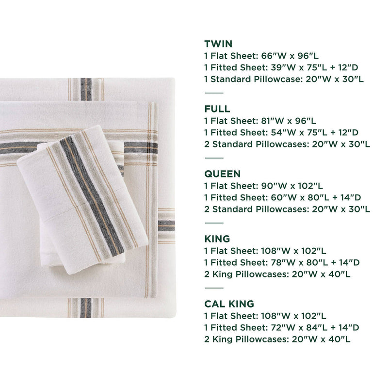 4 PCS Full Sheet Set Tan Plaid