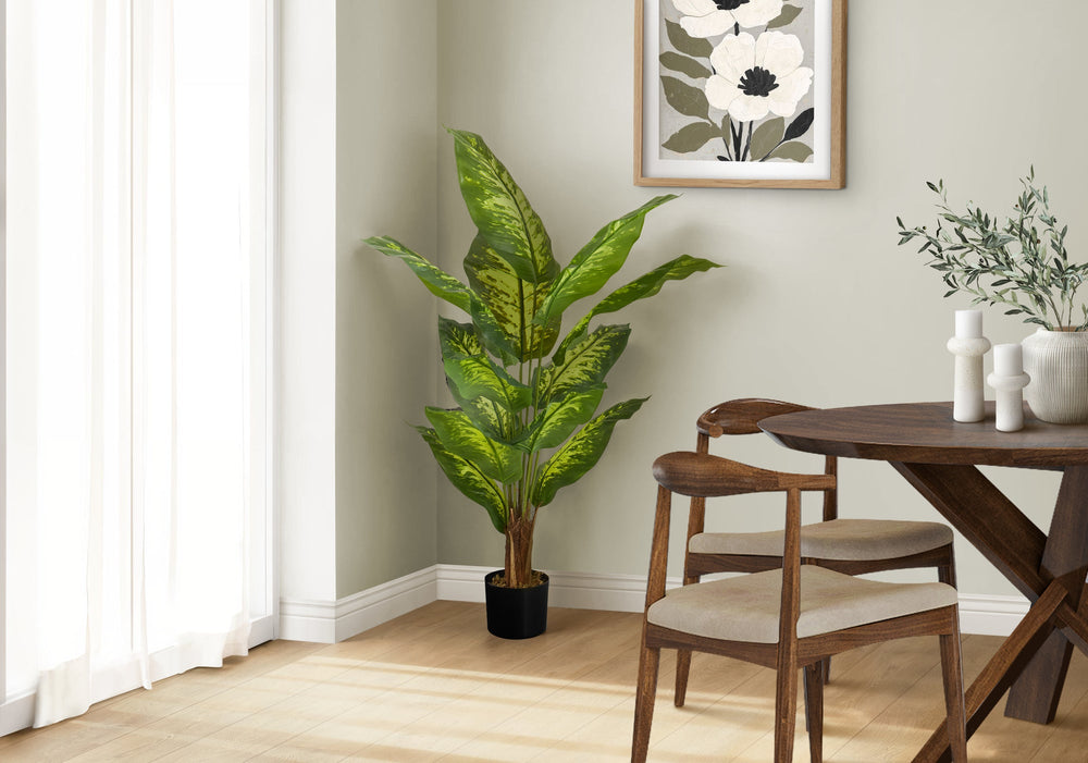 Artificial Plant, 47' Tall, Evergreen Tree, Indoor, Faux, Fake, Floor, Greenery, Potted, Real Touch, Decorative, Green Leaves, Black Pot Media 1