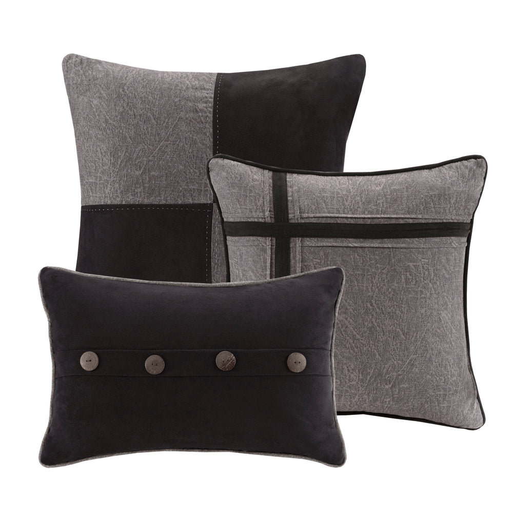 7 Piece Faux Suede Comforter Set Grey Queen Media 5
