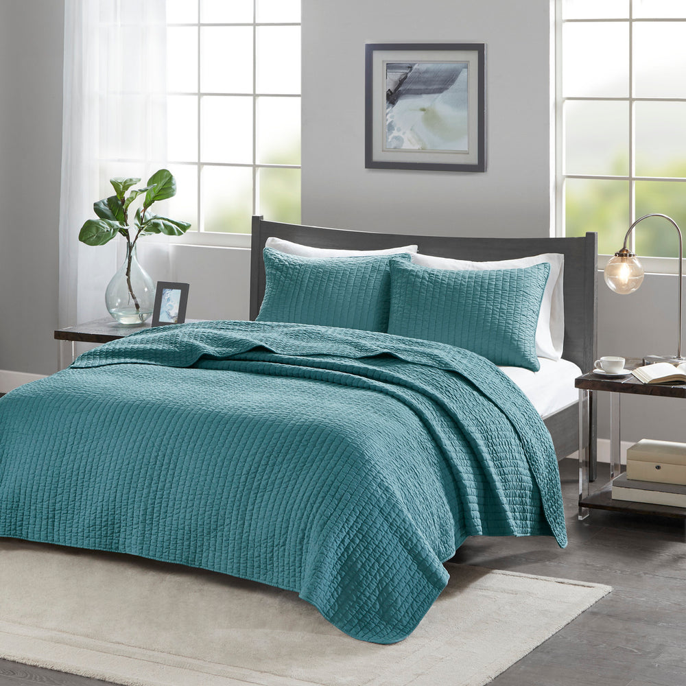 2 Piece Quilt Set Teal Twin/Twin XL Media 1