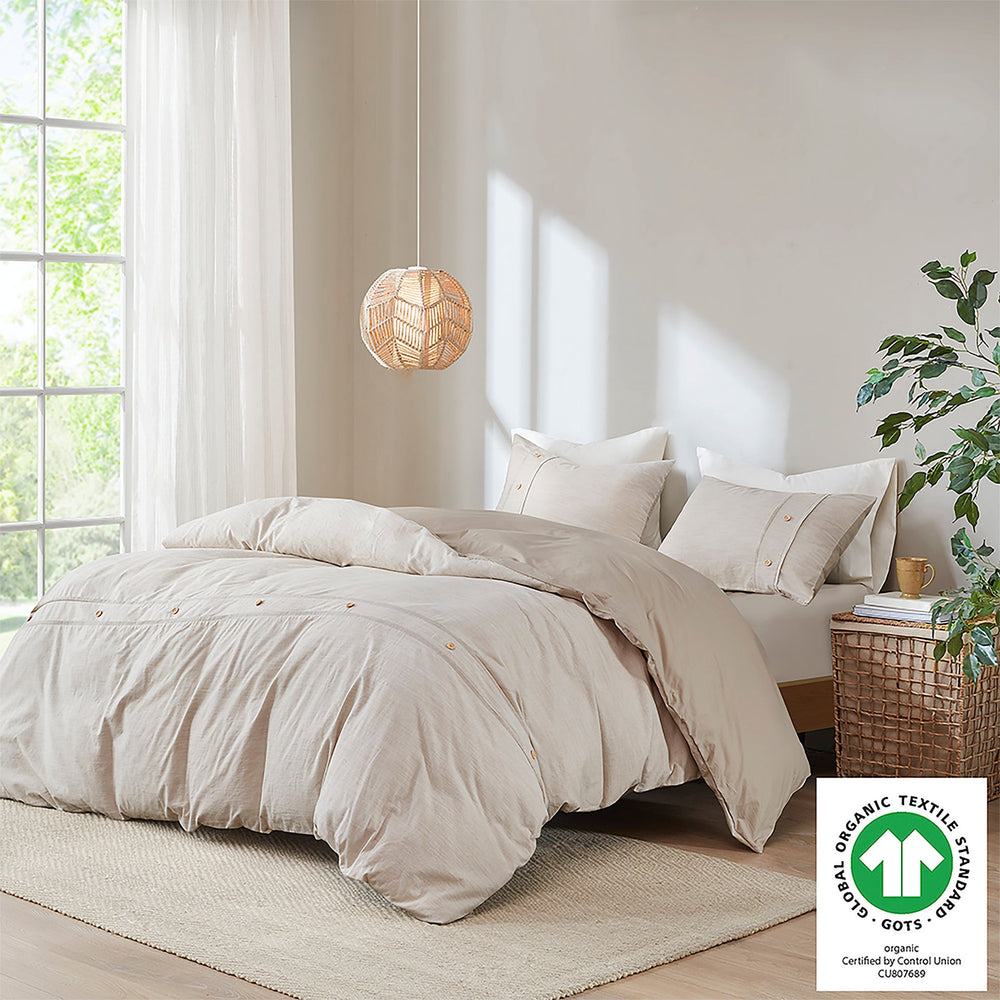3 Piece Organic Cotton Oversized Duvet Cover Set Natural King/Cal King Media 13