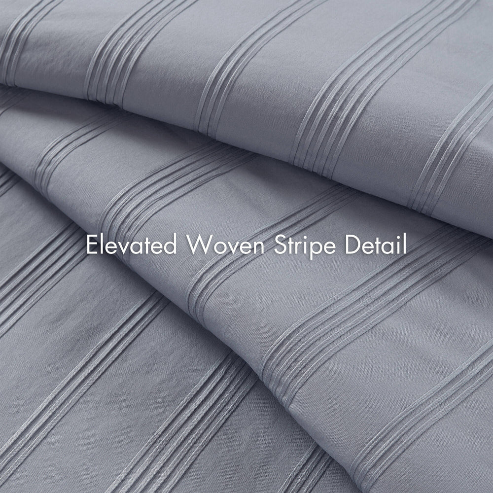 3-Piece King Woven Striped Duvet Set Media 6