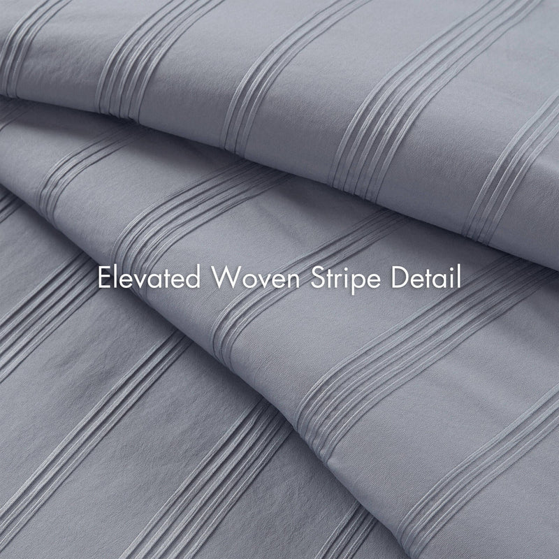 3-Piece King Woven Striped Duvet Set