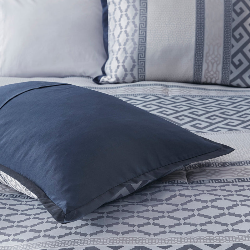 7 Piece Jacquard Comforter Set Navy Cal King