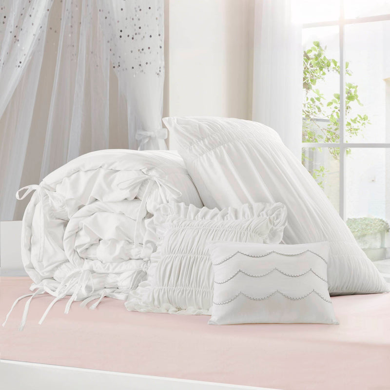 4 Pieces Twin/Twin XL Comforter Set,White