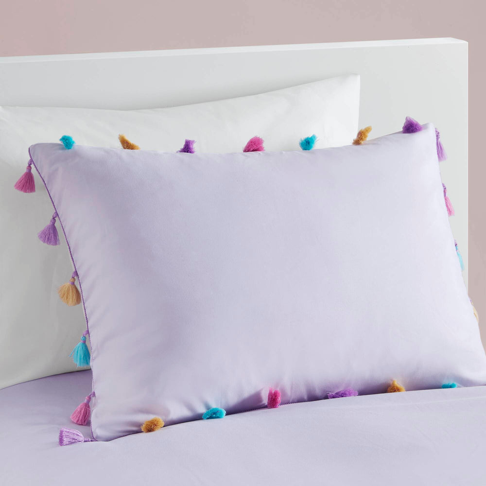 Tassel Comforter Set with Heart Shaped Throw Pillow Full/Queen Media 2