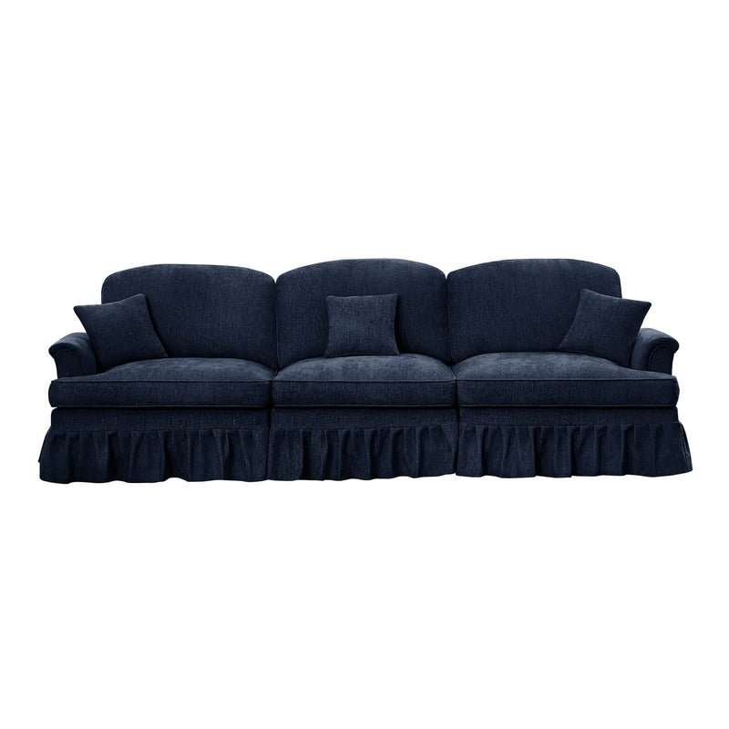 Sofas Chenille Upholstery Three Seater Mid Century Blue Living Room