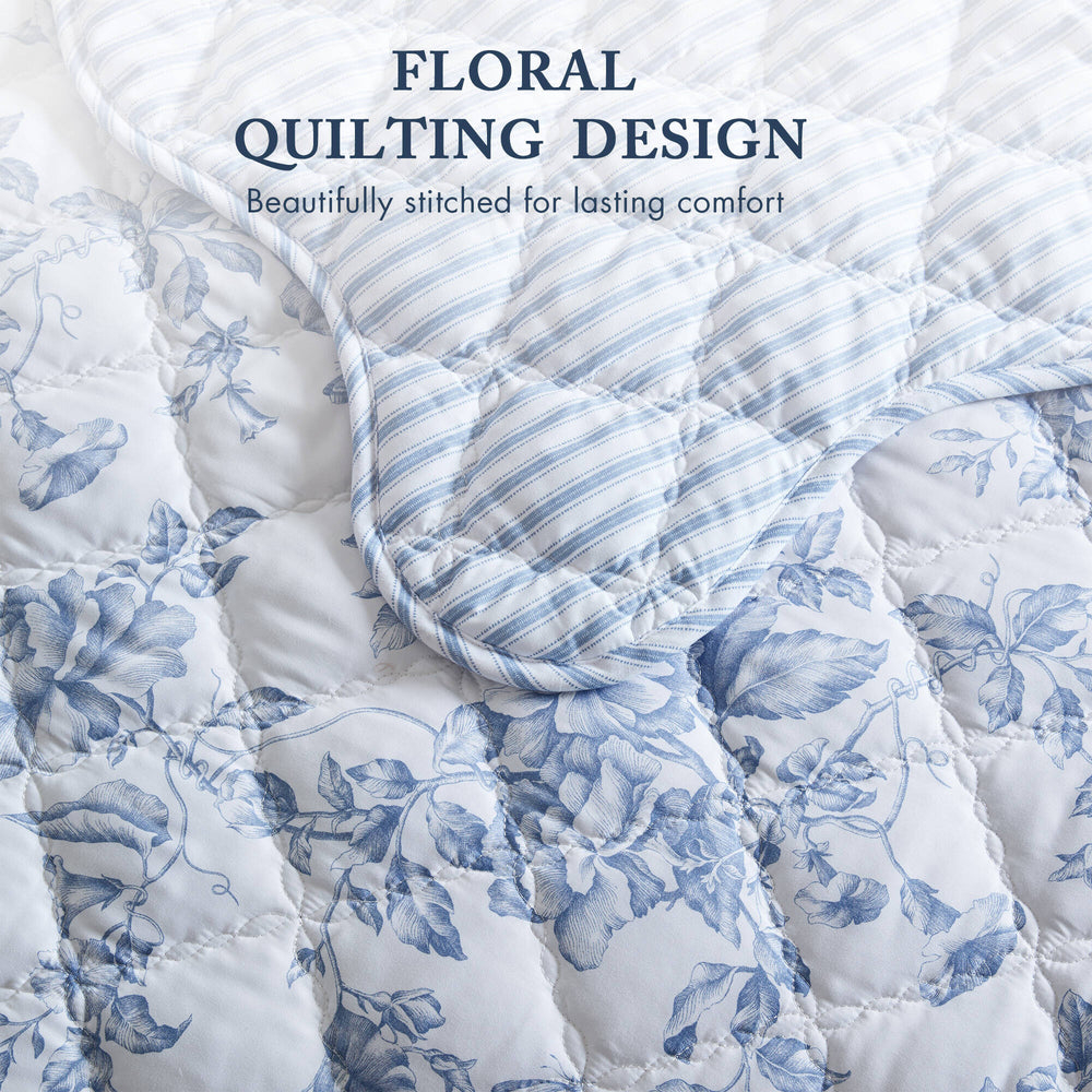 4 Pieces Full/Queen  Quilt Set with Decorative Pillow,Blue Media 5