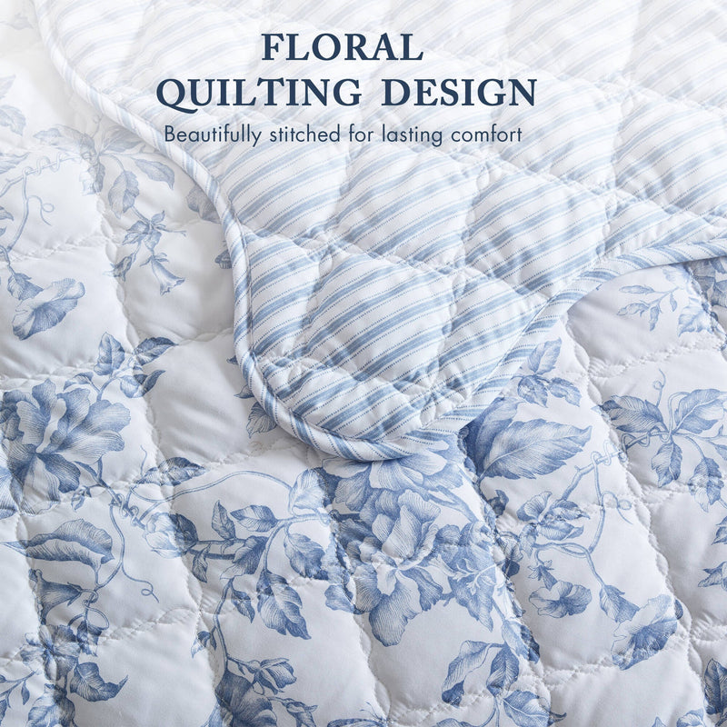 4 Pieces Full/Queen  Quilt Set with Decorative Pillow,Blue