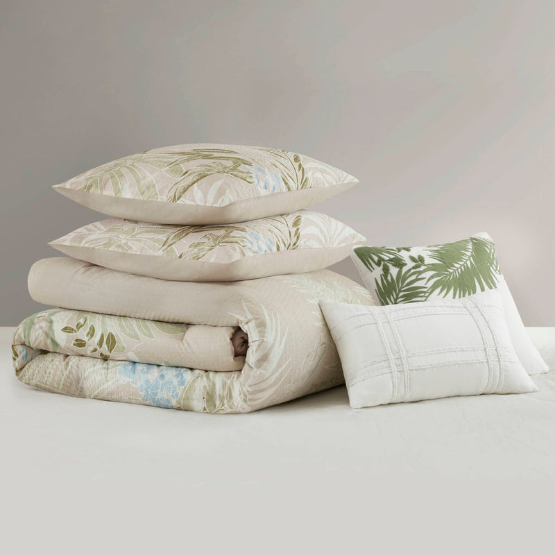 5-Piece Full/Queen Cotton Duvet Cover Set with Throw Pillow