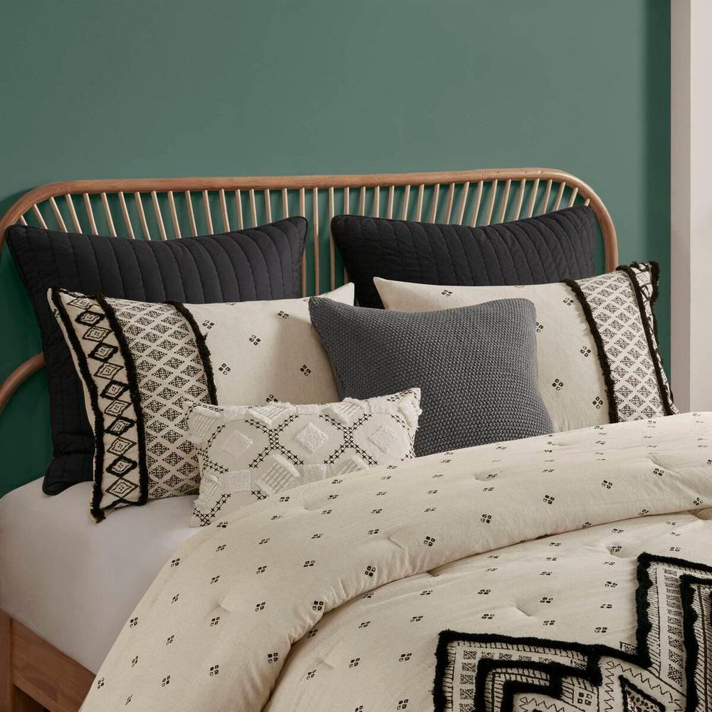 3 Piece Cotton and Flax Linen Blend Comforter Set Natural King/Cal King Media 6